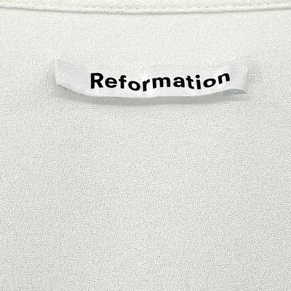 Reformation White Fulham Long Sleeve Crepe Blouse sz M - Picture 4 of 10